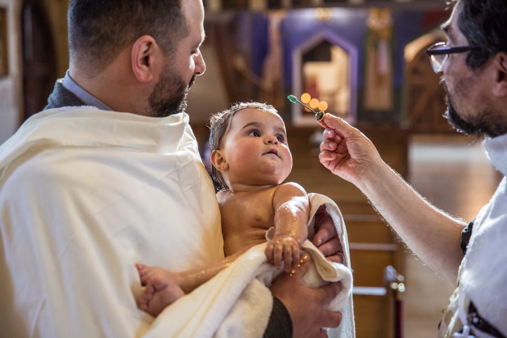 Greek christening photographer, twelve apostles church, brookmans Park, Hertfordshire