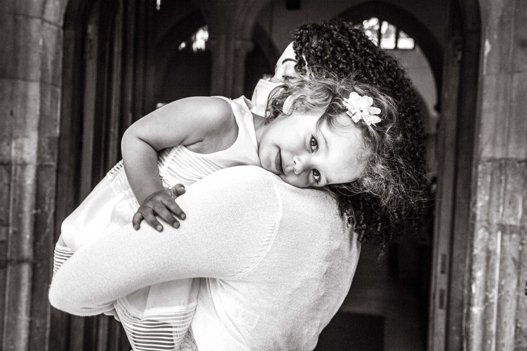 flower girl outside church