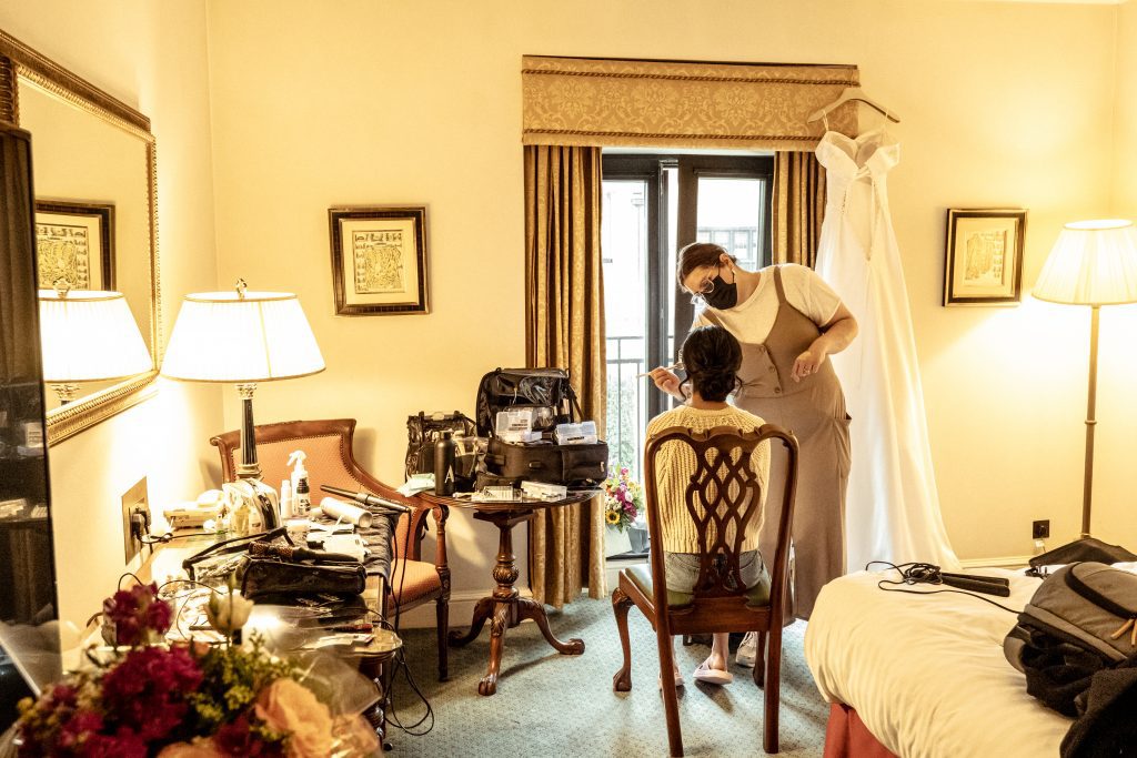 Bride getting ready hertfordshire wedding photographer