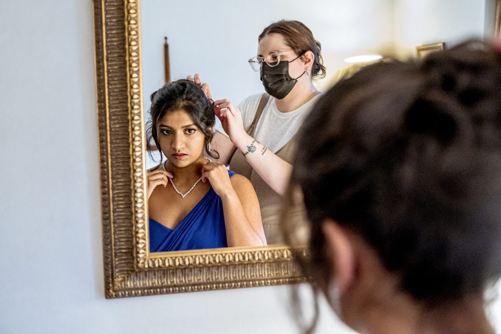 Bride getting ready hertfordshire wedding photographer