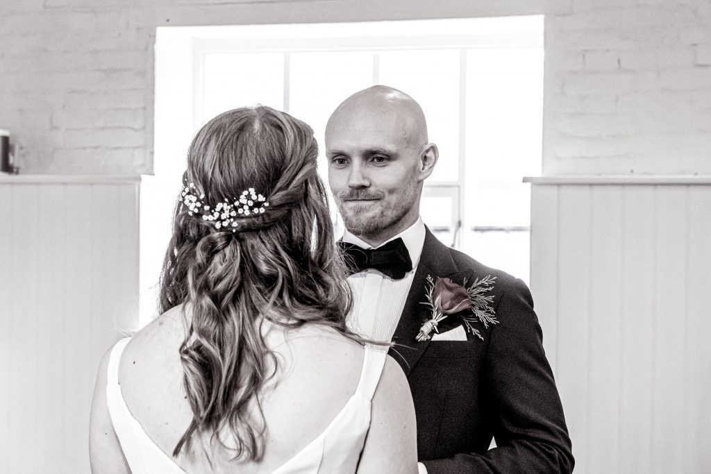 bride and groom, the barns at Alswick, hertfordshire wedding photographer