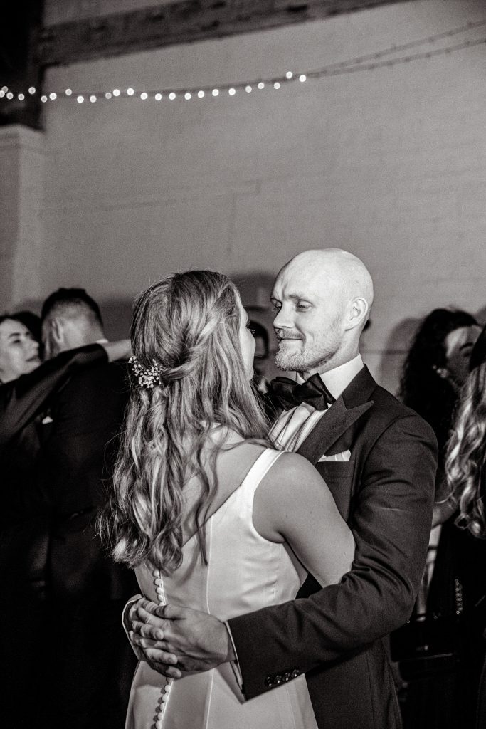 bride and groom first dance, The barns at Alswick, hertfordshire wedding photography