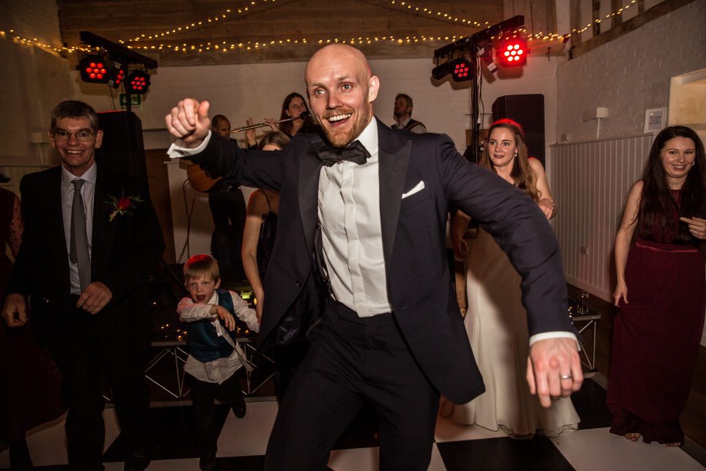 guests dancing, The barns at Alswick, wedding photographer Hertfordshire