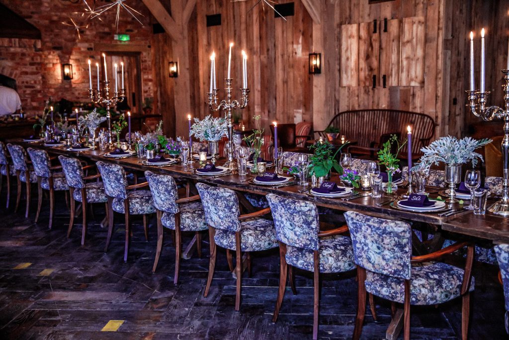 a wedding party at soho farmhouse. wedding table layout
