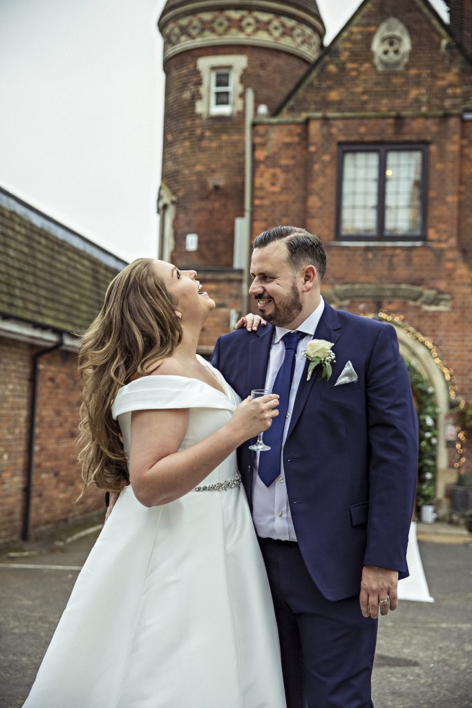 Bride and groom at brickendon hertfordshire wedding