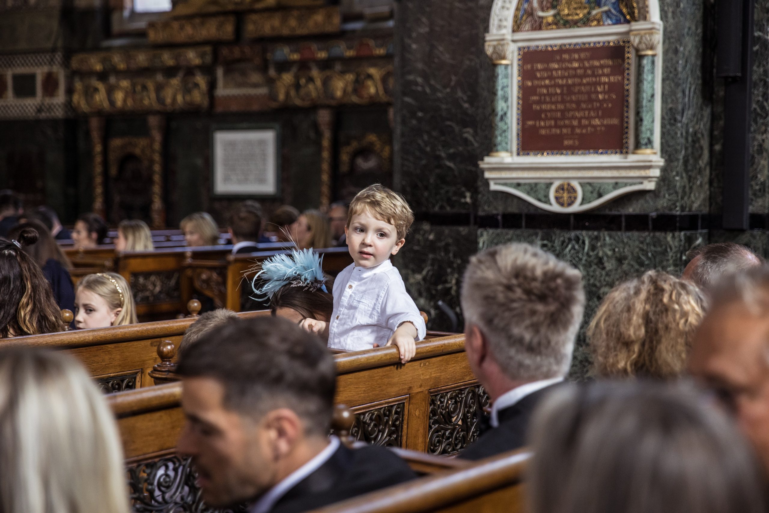 Little boy at The St Sophia Greek orthodox church in Moscow Road London