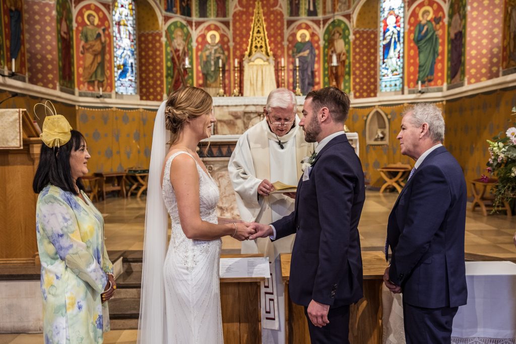 bride and groom at Hertford catholic church wedding