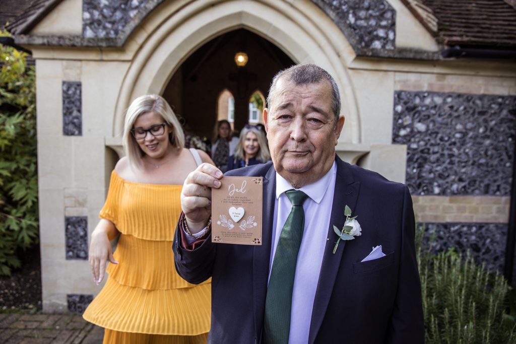 father of the bride outside church in hertford