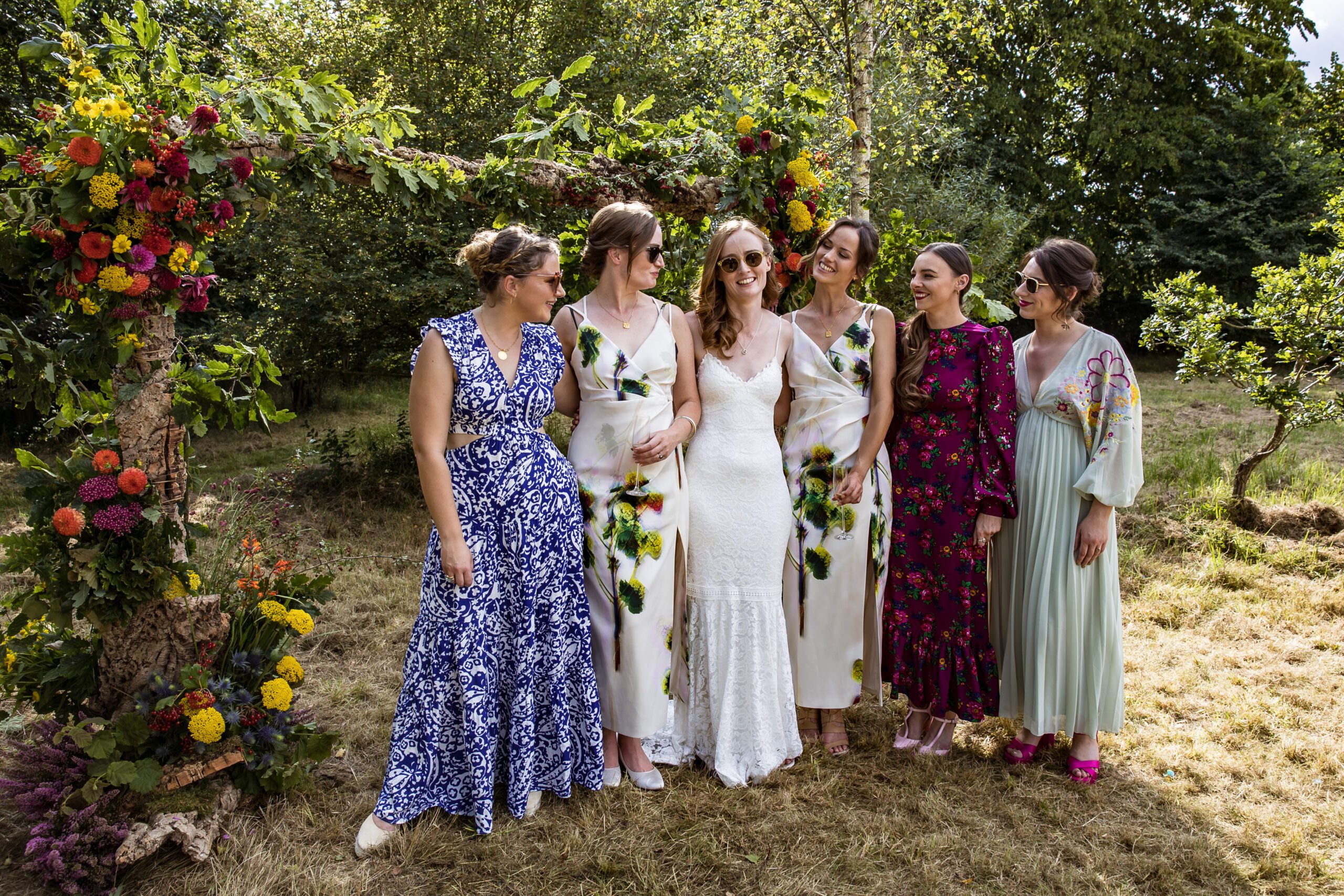 a bride and her friends at her hertfordshire wedding