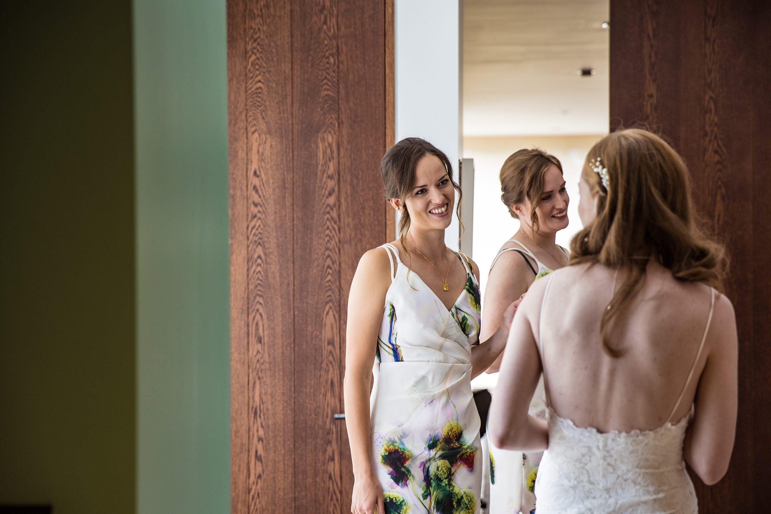 bridesmaids getting ready at home for a hertfordshire wedding